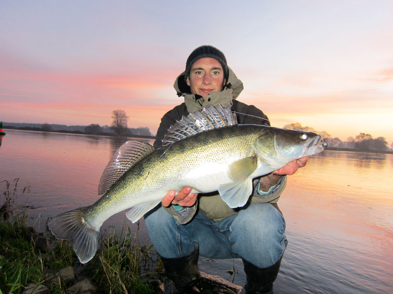 Vissen op snoekbaars vanaf de kant