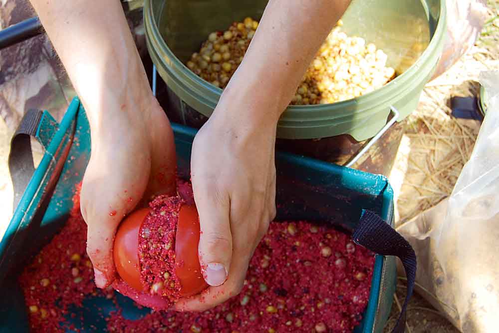 Het lokvoer zelf is ook van belang, het dient een goed bindend voertje te zijn aangezien er stevige ballen van gemaakt moeten worden. 