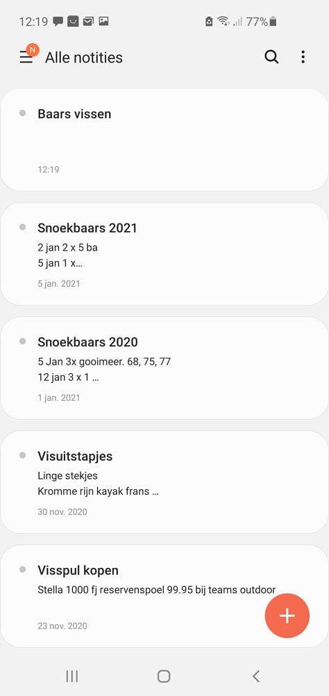 Verschillende notities per type visserij.