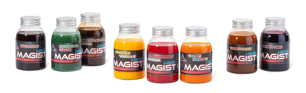 Een flesje bevat 250 ml Liquid Magist en het is verkrijgbaar in de smaken Scopex-Vanille, Strawberry-Cream, Tutti-Frutti, Tigernut, Robin Red, Monster Crab en Salmon.