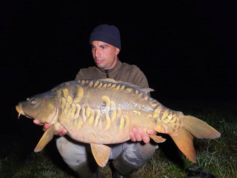 Het exacte aantal karpers dat baantjes trekt in het Etang Pinson is niet bekend.